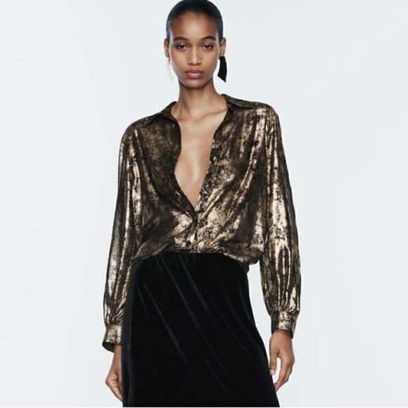 ZARA FOIL SHIRT - Picture 1 of 7